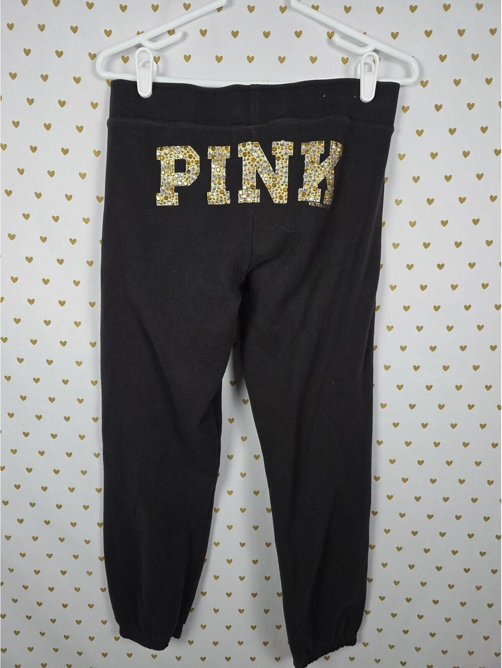 Victorias Secret PINK VINTAGE y2k Gold BLING Studded Joggers Sweatpants XS - Picture 8 of 10